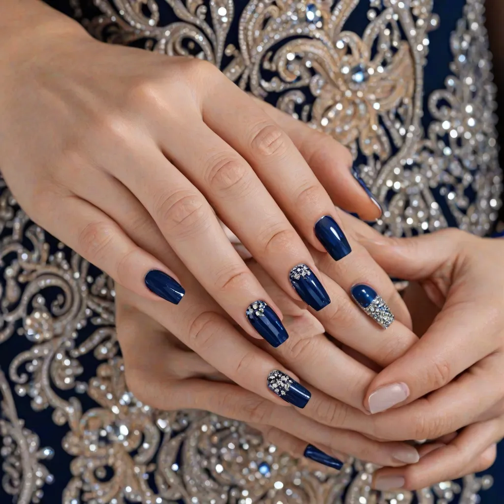 Jakie paznokcie do granatowej sukienki?