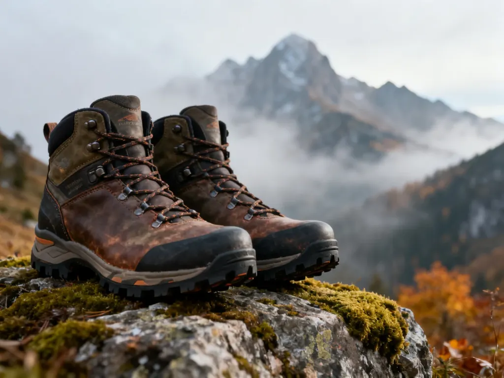 Solidne buty trekkingowe Trezeta na mszystej skale w wysokogórskiej scenerii, podkreślające ich wytrzymałość i jakość.